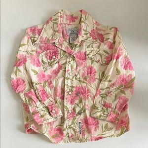 Lucky Brand Pink and Green Floral Shirt